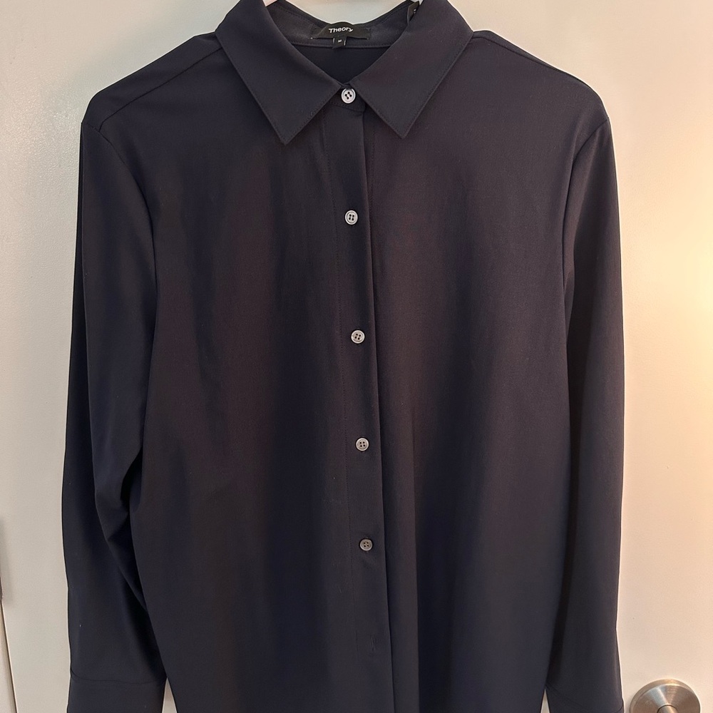 Theory Black Button-Up Blouse